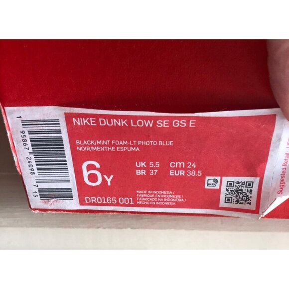 **SOLD**NIB NIKE Dunk Low SE GS E Black Mint Foam Blue Size 6Y (7.5/8 W) - Picture 13 of 14
